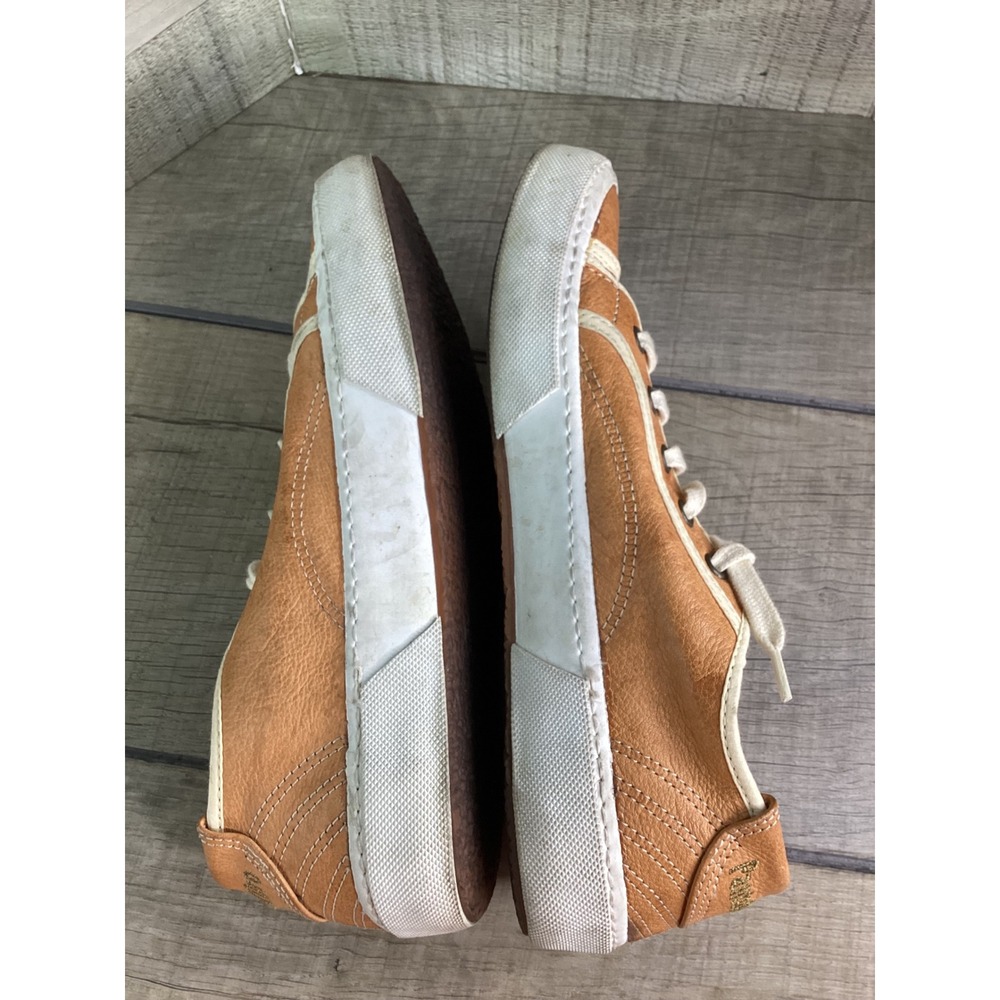 Pantofola d'Oro Tan Leather Low Top Sneakers Women Size 39 Gold Logo Italian - Picture 6 of 8